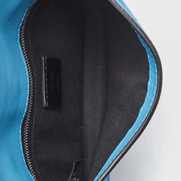 Fendi Cyber Blue Glazed Fabric FF Vertigo Baguette Belt Pouch Bag - Picture 8 of 10